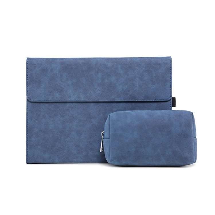 For Microsoft Surface Pro 7 / 7+ South African Sheepskin Magnetic Horizontal Flip Leath ... (Blue)
