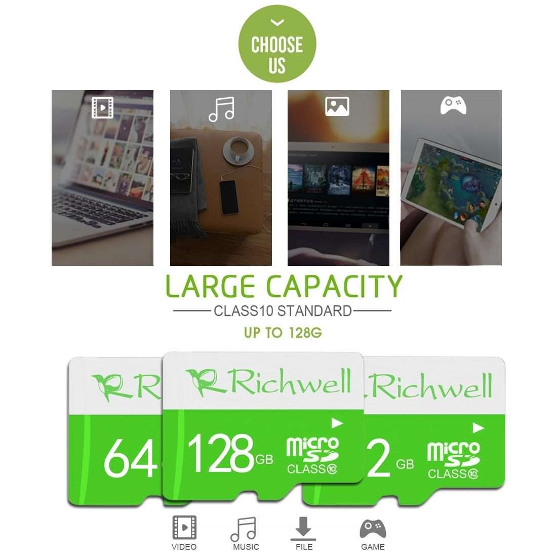 Richwell 32GB High Speed Class 10 Micro SD(TF) Memory Card