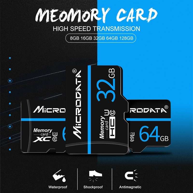 MICRODATA 64GB U3 Blue Line and Black TF(Micro SD) Memory Card