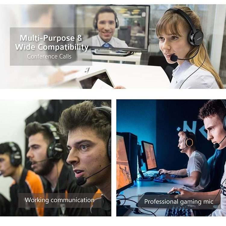 ZJ033MR-03 17cm Stereo 3.5mm Angle Head Plug Gaming Headset Sound Card Live Microphone