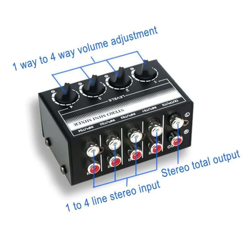 CX400 Audio Stereo Hub 4 Channel Mixer Controller(Black)
