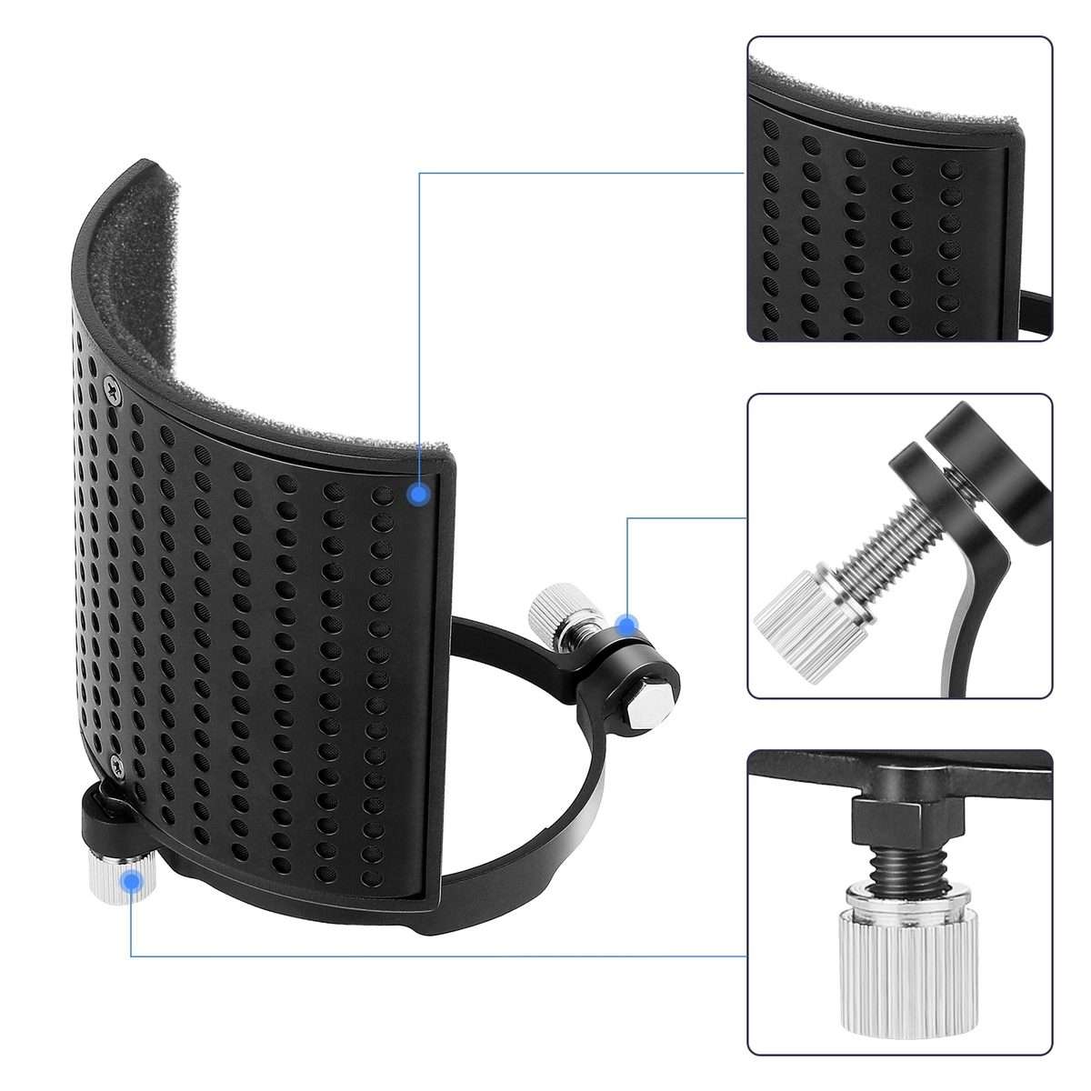 TEYUN PS-4x3 Condenser Microphone U-shaped Blowout Cover Desktop Bracket Audio Accesso ... (Black)