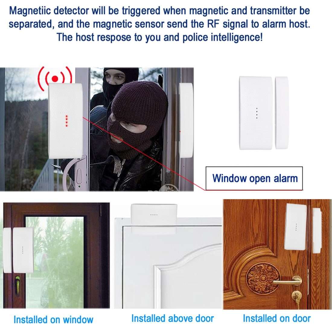 433MHz Wireless Low Power Door Sensor(White)