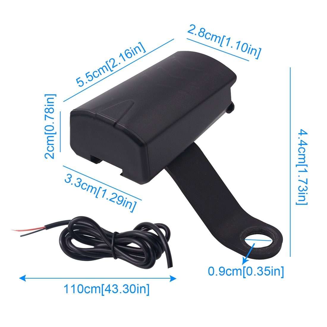 Motorcycle Waterproof DC 8-32V 5V / 1.2A Rearview Mirror USB Phone Charger Adapter, with Indicator