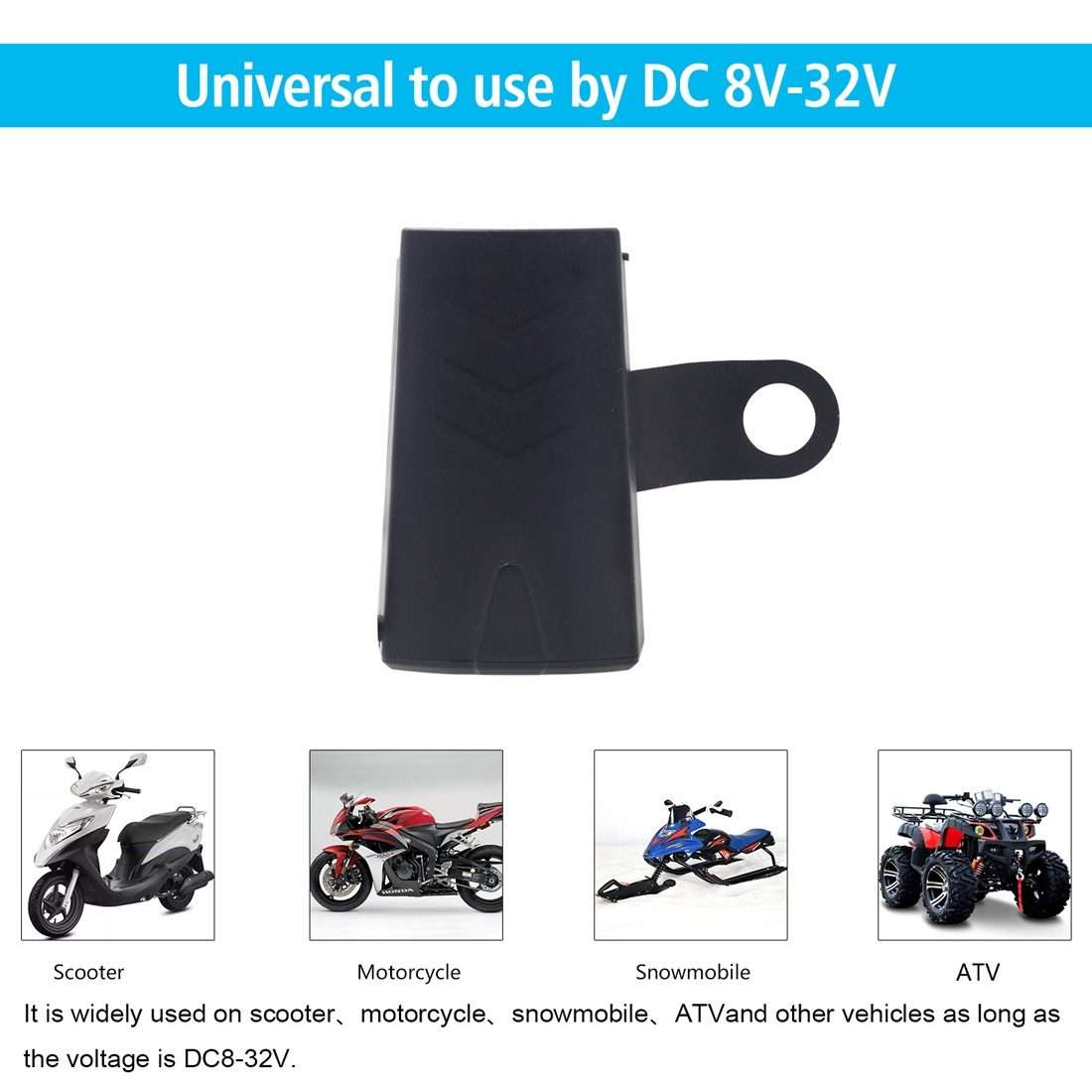 Motorcycle Waterproof DC 8-32V 5V / 1.2A Rearview Mirror USB Phone Charger Adapter, with Indicator