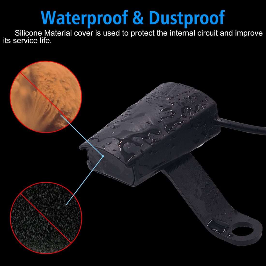 Motorcycle Waterproof DC 8-32V 5V / 1.2A Rearview Mirror USB Phone Charger Adapter, with Indicator