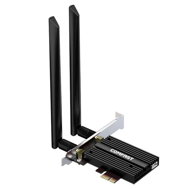 COMFAST CF-AX181 PRO 3000Mbps Tri-band + Bluetooth 5.2 Wireless WiFi6E PCI-E Network Card with Hea