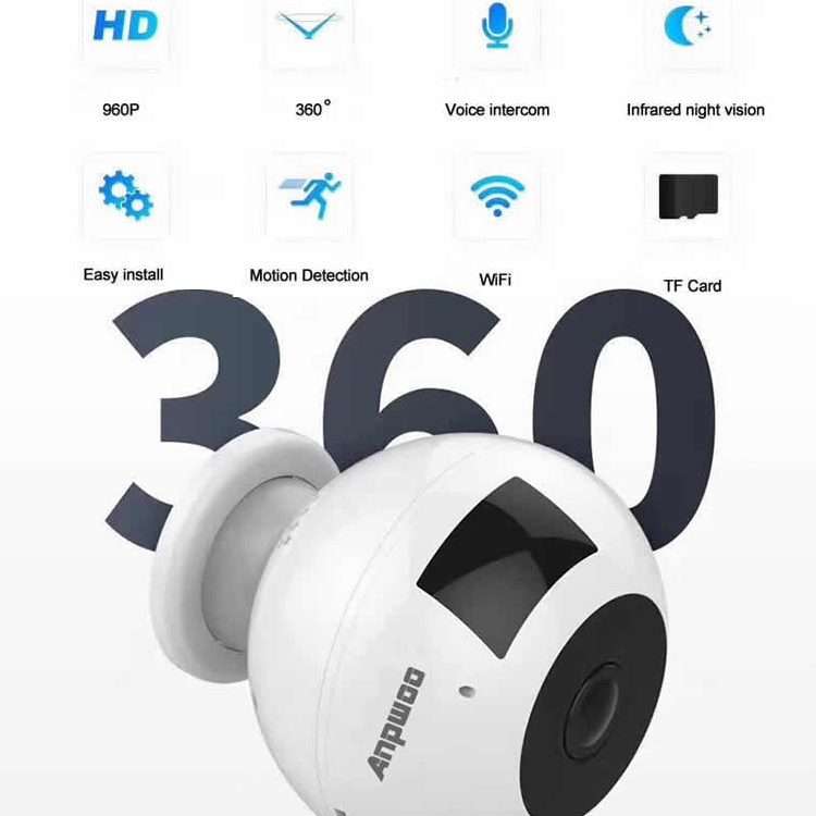 Anpwoo MN003 360 Degrees Panoramic 960P HD WiFi IP Camera, Support Motion Detection ... (Max 64GB)