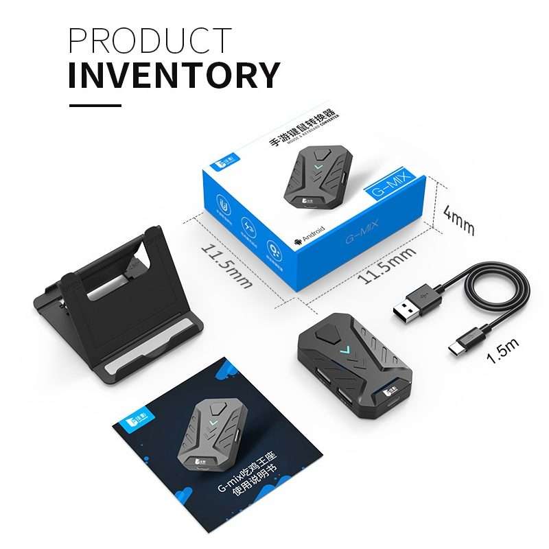 GAMWING MIX Portable Bluetooth 4.0 Keyboard Mouse Converter Eating Chicken Game Auxili ... (Black)