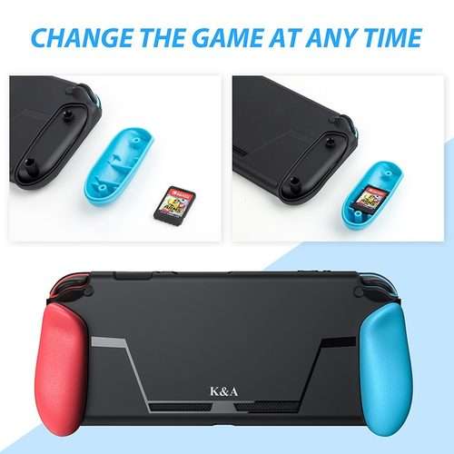 TPU Shell Handle Grip with Game Card Slot Anti-Shock Cover Silicone Case for Nintendo Switch, with