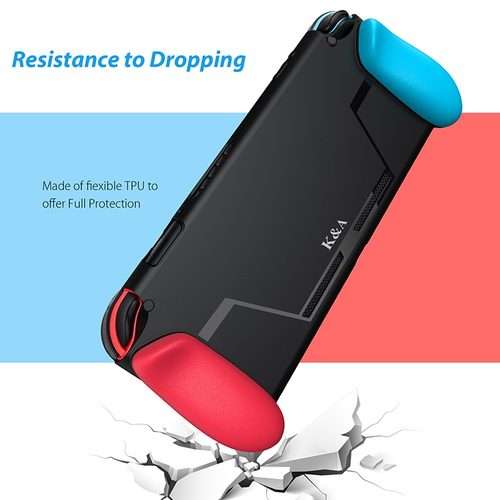 TPU Shell Handle Grip with Game Card Slot Anti-Shock Cover Silicone Case for Nintendo Switch, with