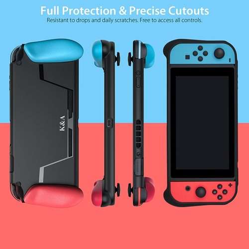 TPU Shell Handle Grip with Game Card Slot Anti-Shock Cover Silicone Case for Nintendo Switch, with