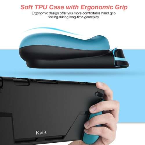 TPU Shell Handle Grip with Game Card Slot Anti-Shock Cover Silicone Case for Nintendo Switch, with