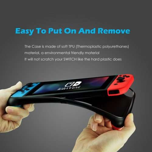 TPU Shell Handle Grip with Game Card Slot Anti-Shock Cover Silicone Case for Nintendo Switch, with