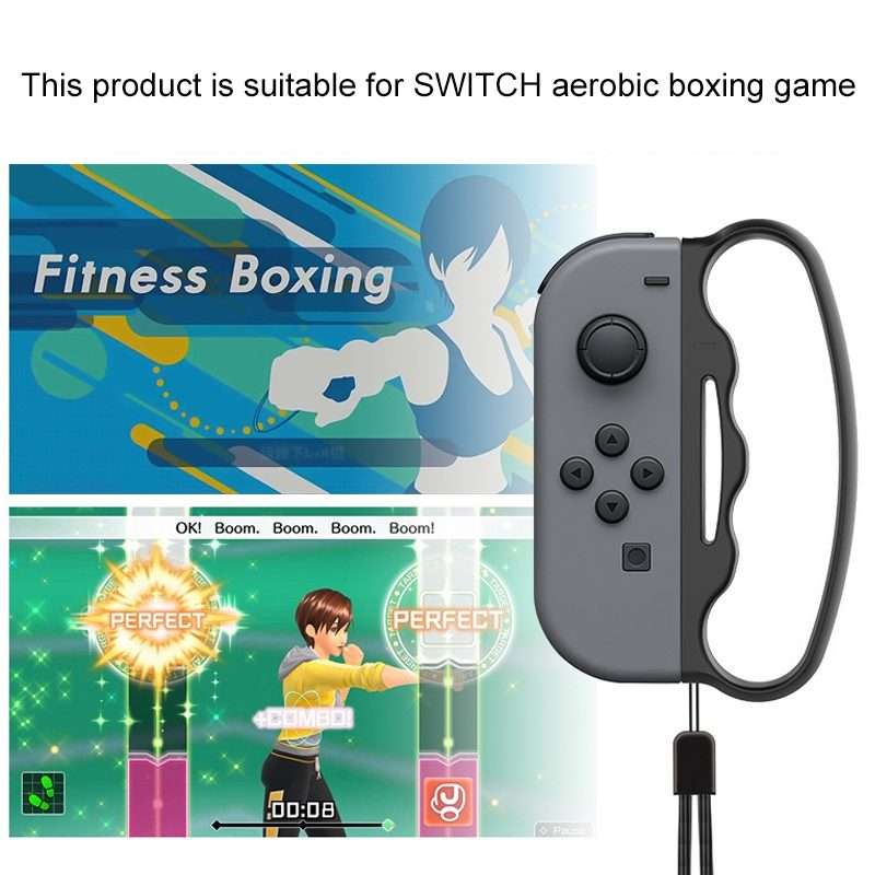 iPlay Small Handle Boxing Grip Gamepad Grip with Strap for Switch Joy-Con(Black)