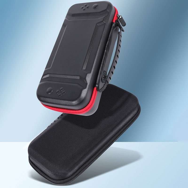 Portable EVA Storage Bag Protective Case Handbag with Holder Function for Nintendo ... (Black Red)