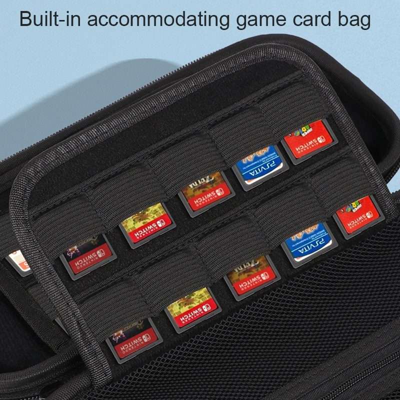 Portable EVA Storage Bag Protective Case Handbag with Holder Function for Nintendo ... (Black Red)