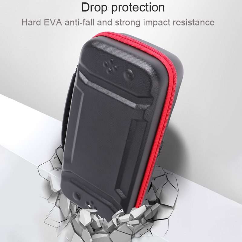 Portable EVA Storage Bag Protective Case Handbag with Holder Function for Nintendo ... (Black Red)