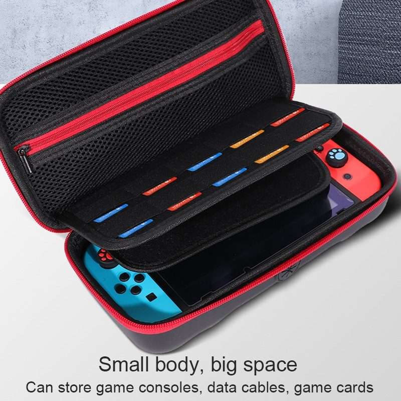 Portable EVA Storage Bag Protective Case Handbag with Holder Function for Nintendo ... (Black Red)