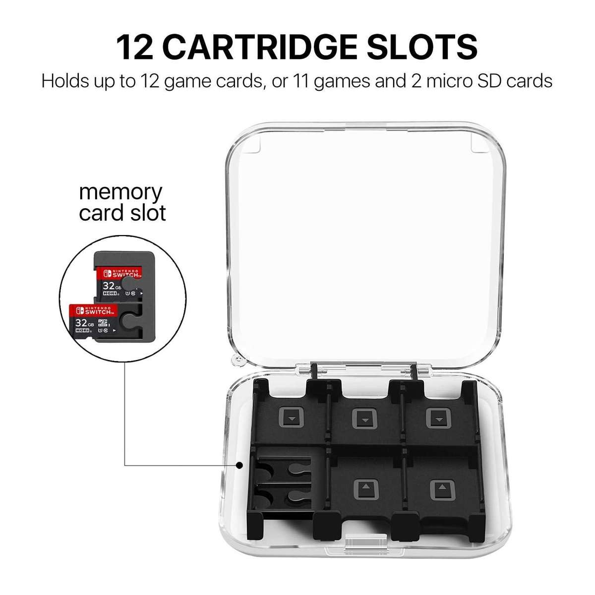 12 in 1 Box Memory Card Holder Box for Nintendo Switch(Transparent)