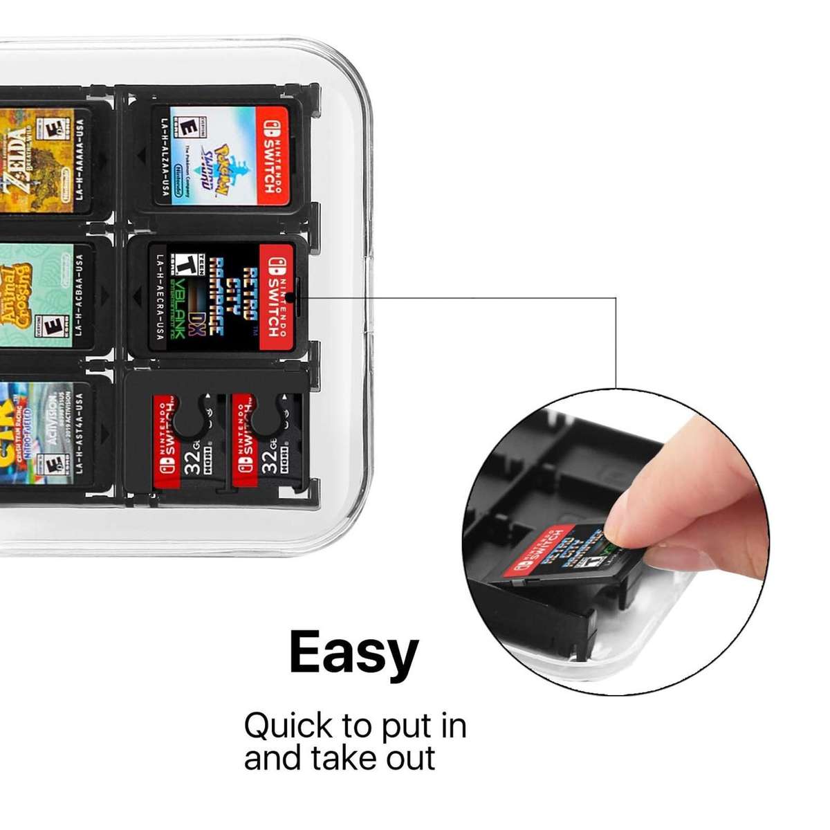 12 in 1 Box Memory Card Holder Box for Nintendo Switch(Transparent)