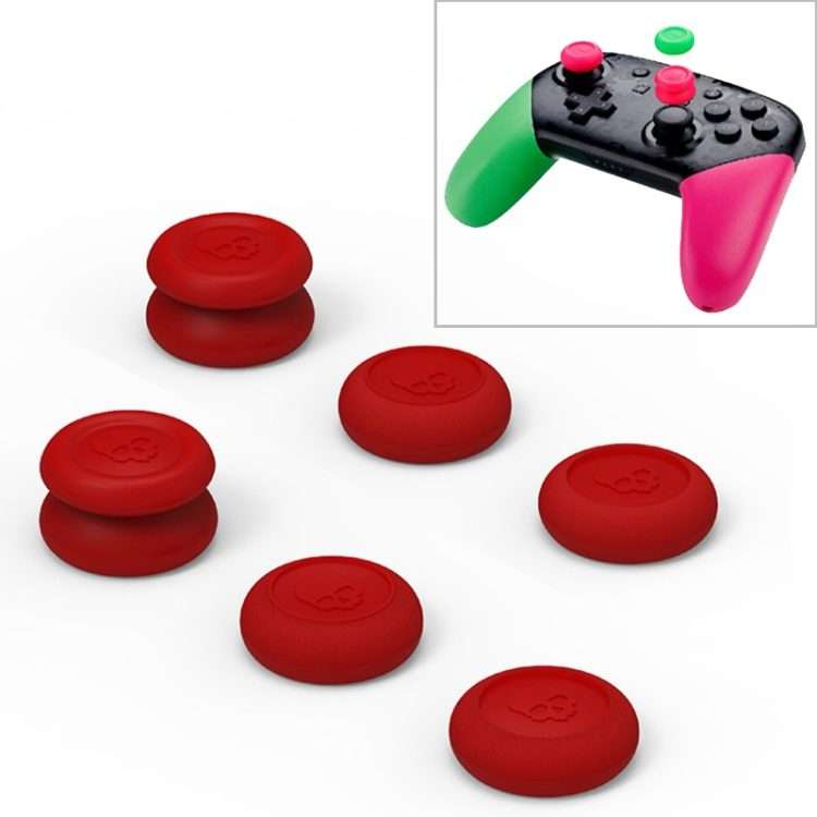 Skull&Co Pro / PS4 Gamepad Rocker Cap Button Cover Thumb Grip Set for Nintendo Switch ... (Red)