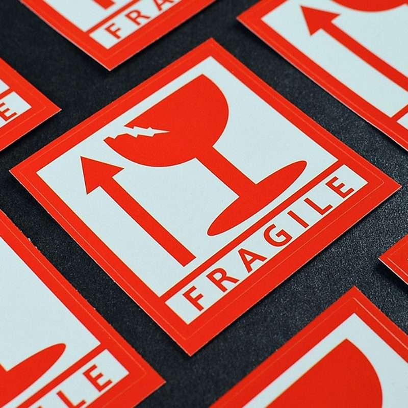 1000 PCS Self-adhesive English Warning Sticker Fragile Label, Size: 5.5x5.5cm
