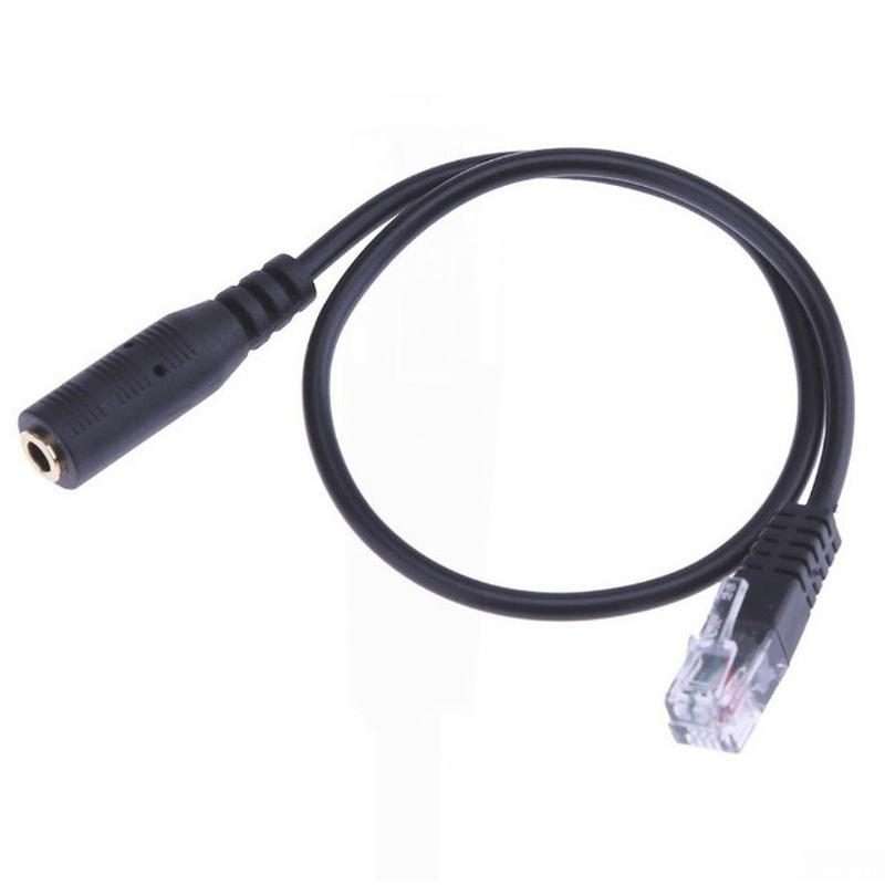 3.5mm Jack to RJ9 PC / Mobile Phones Headset to Office Phone Adapter Convertor Cable ... (Black)