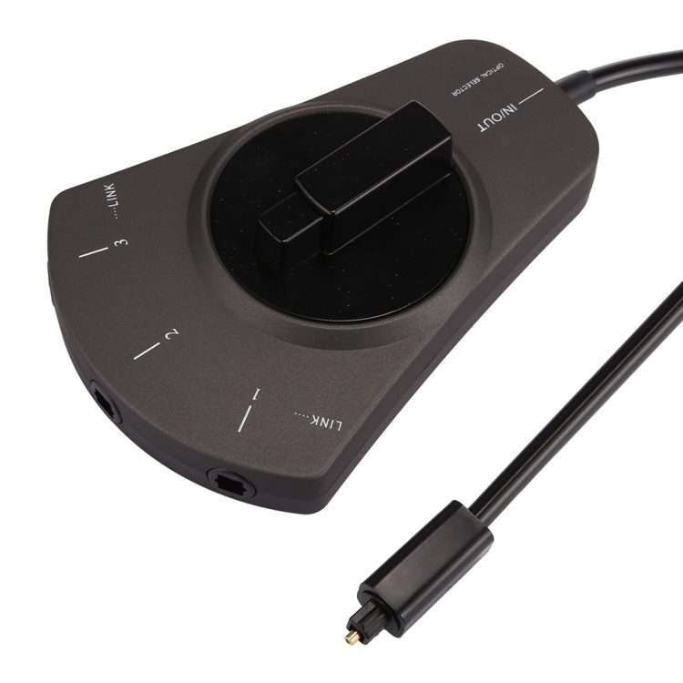 EMK 3 input 1 output Digital Optical Audio Switcher with Toslink Selector Switch for M ... (Black)