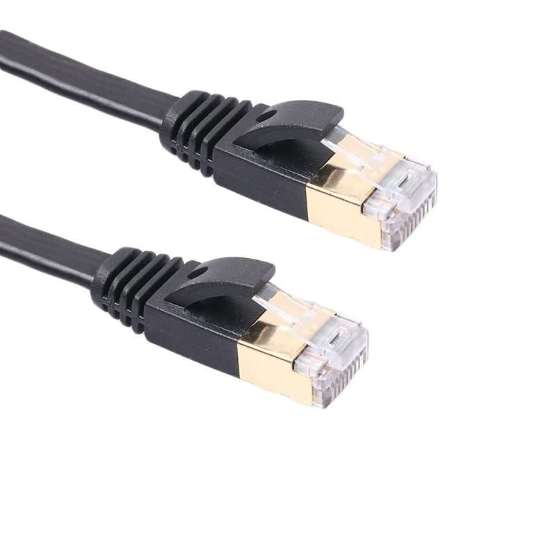 1m CAT7 10 Gigabit Ethernet Ultra Flat Patch Cable for Modem Router LAN Network - Buil ... (Black)