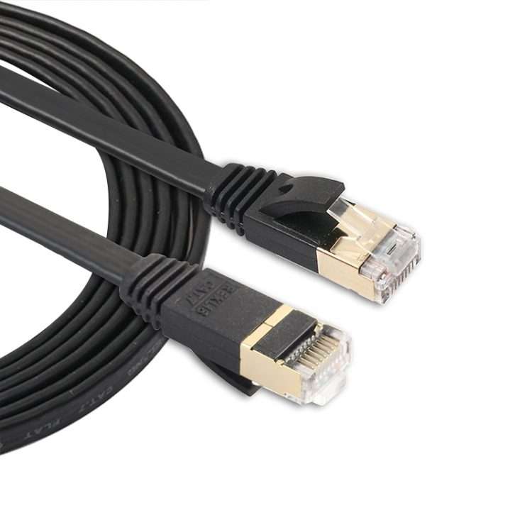 1.8m CAT7 10 Gigabit Ethernet Ultra Flat Patch Cable for Modem Router LAN Network - Bu ... (Black)