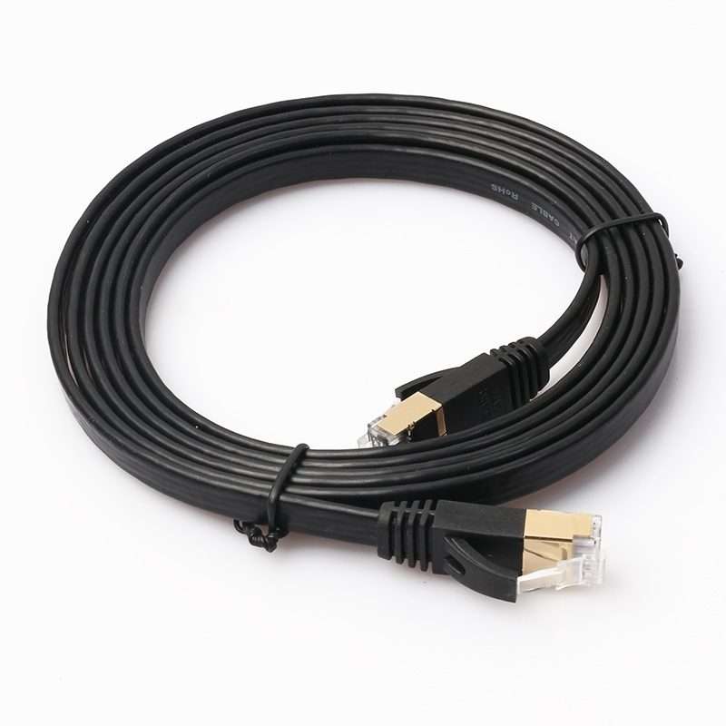1.8m CAT7 10 Gigabit Ethernet Ultra Flat Patch Cable for Modem Router LAN Network - Bu ... (Black)