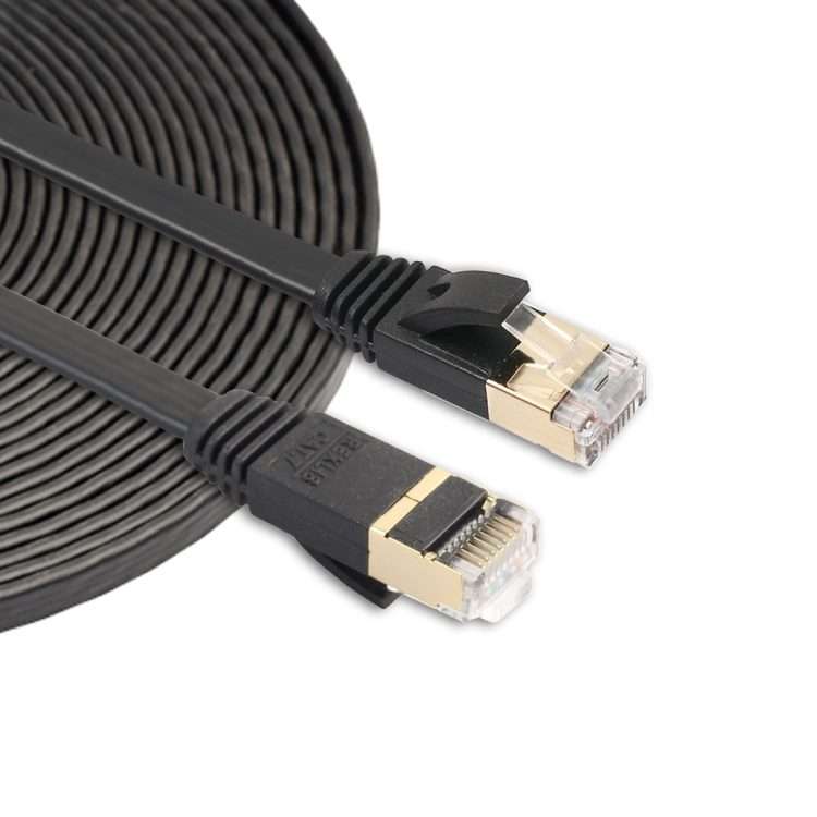 5m CAT7 10 Gigabit Ethernet Ultra Flat Patch Cable for Modem Router LAN Network - Buil ... (Black)