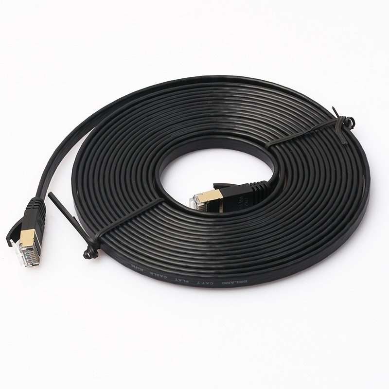 5m CAT7 10 Gigabit Ethernet Ultra Flat Patch Cable for Modem Router LAN Network - Buil ... (Black)