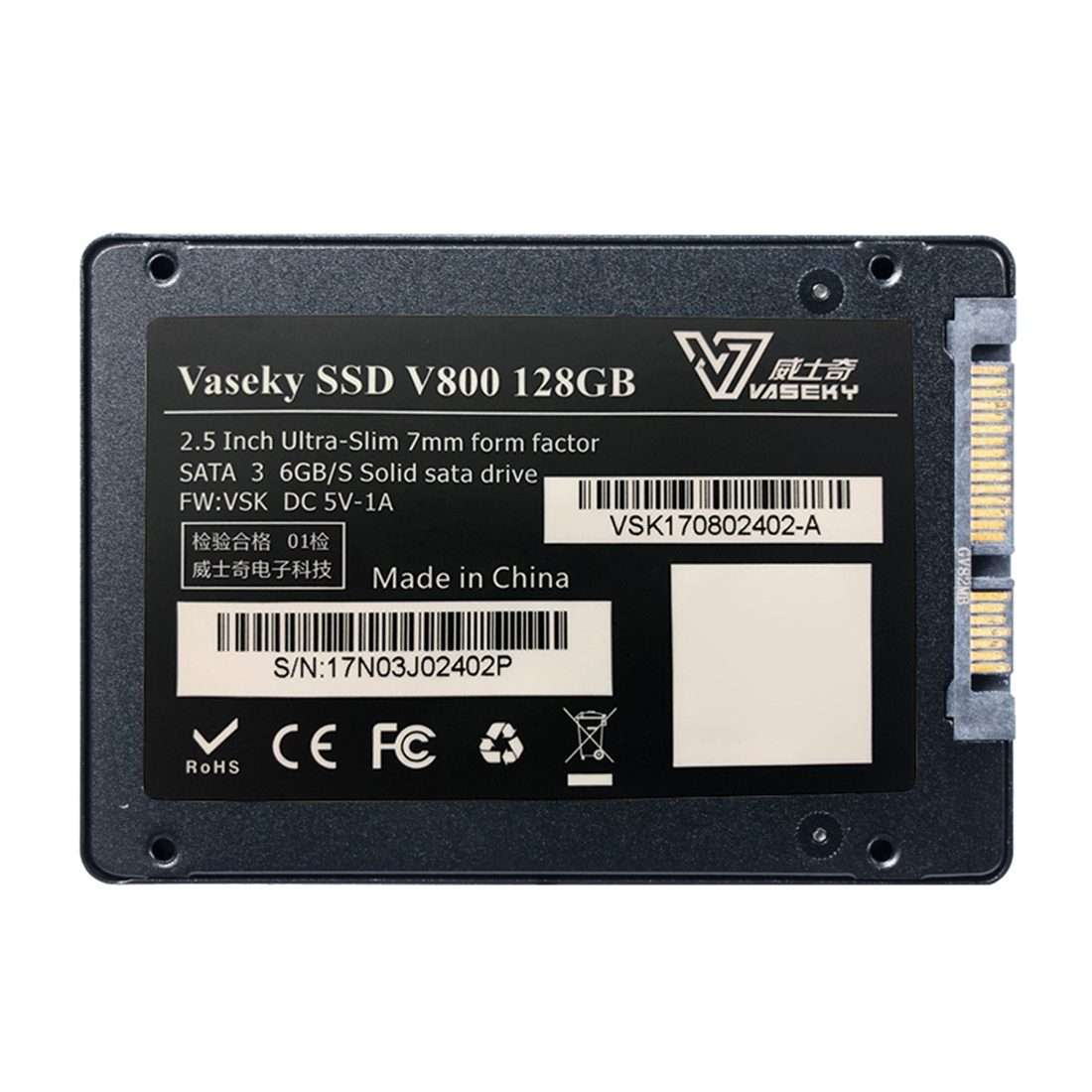 Vaseky V800 128GB 2.5 inch SATA3 6GB/s Ultra-Slim 7mm Solid State Drive SSD Hard Disk Drive for De