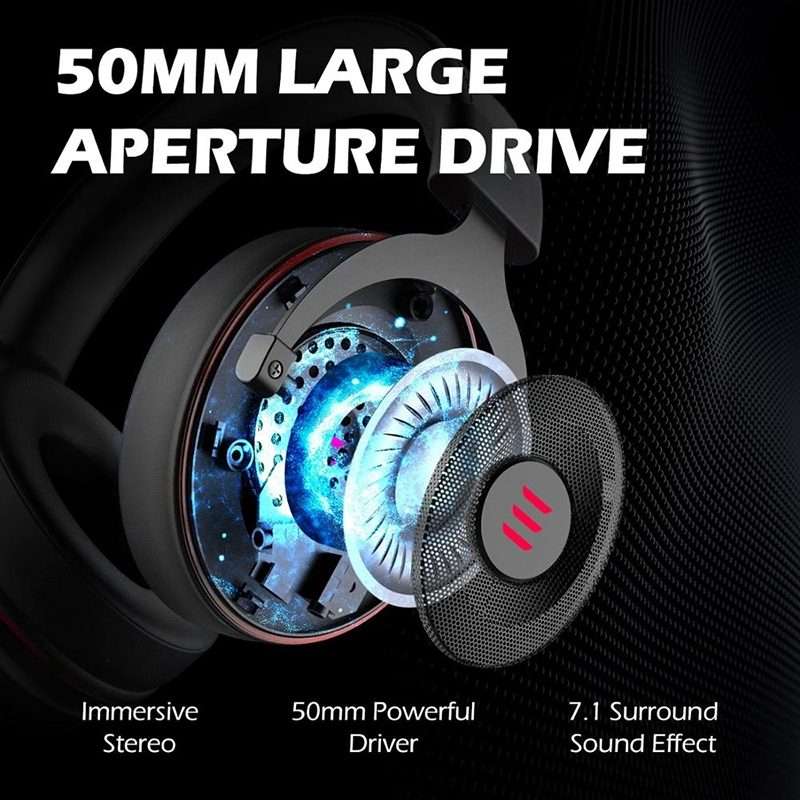 EKSA E900 Pro 7.1 Gaming Wire-Controlled Head-mounted USB Luminous Gaming Headset with ... (Black)