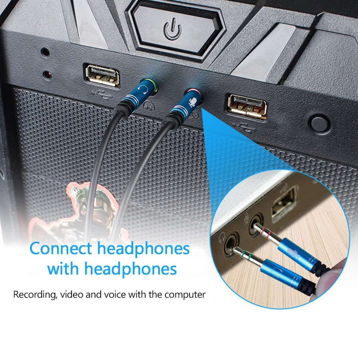 3.5mm Female to 2 x 3.5mm Male Adapter Cable(Silver)