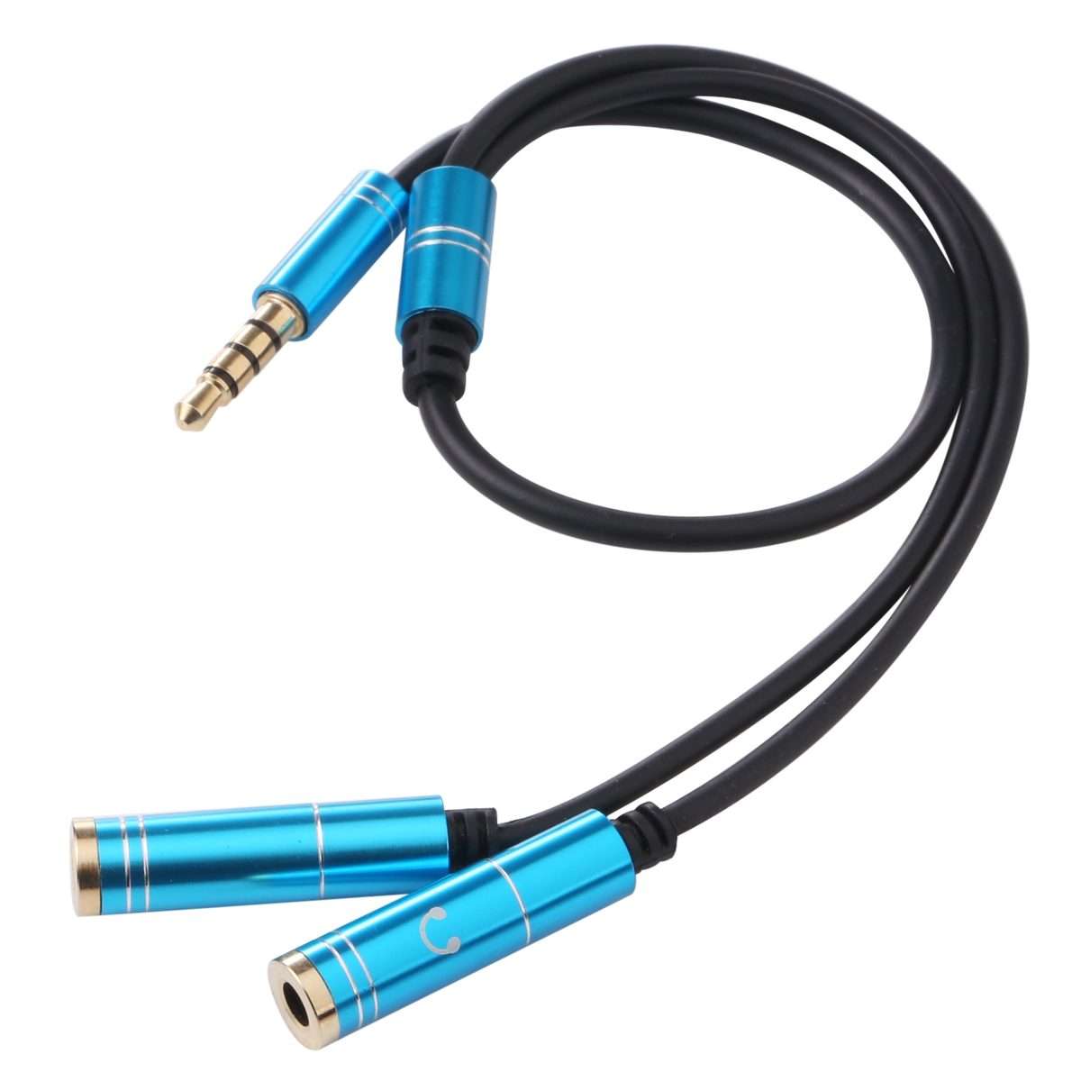 2 x 3.5mm Female to 3.5mm Male Adapter Cable(Blue)