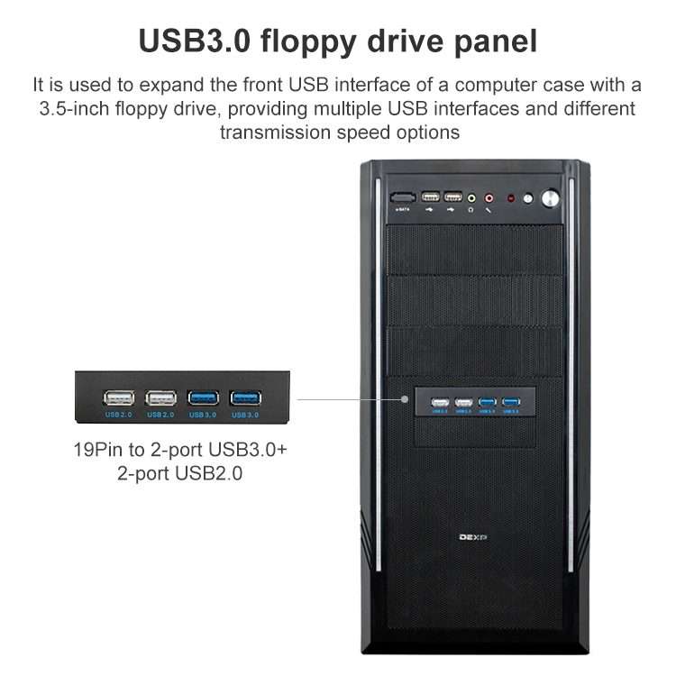 0.6M 2+2 Ports USB 3.0 Front Panel Data Hub