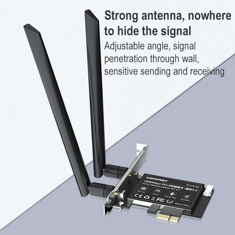 COMFAST CF-AX180 1800Mbps PCI-E Bluetooth 5.2 Dual Frequency Gaming WiFi 6 Wireless Network Card w