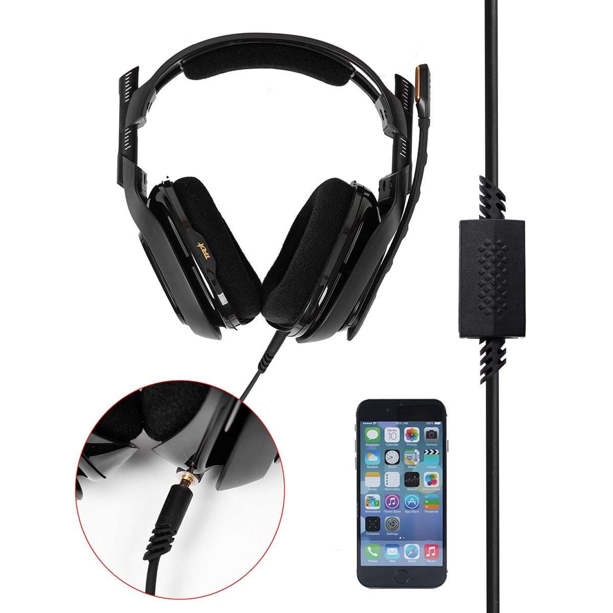 ZS0179 Gaming Headphone Audio Cable for Logitech ASTRO A10 A40, PS4, Cable Length: 2m