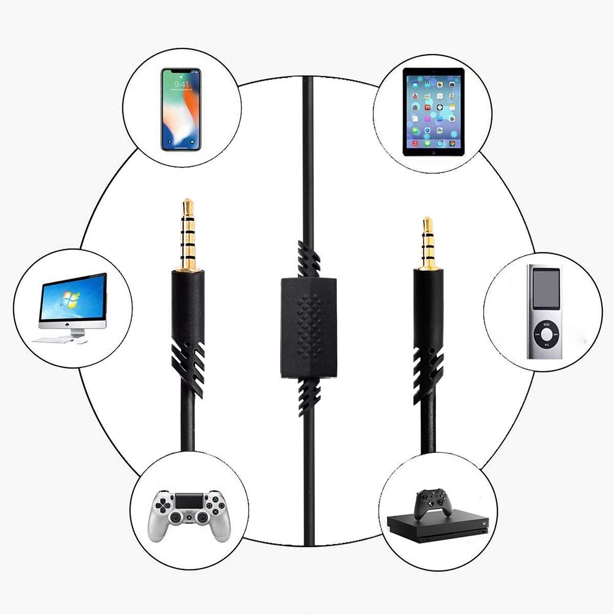 ZS0179 Gaming Headphone Audio Cable for Logitech ASTRO A10 A40, PS4, Cable Length: 2m