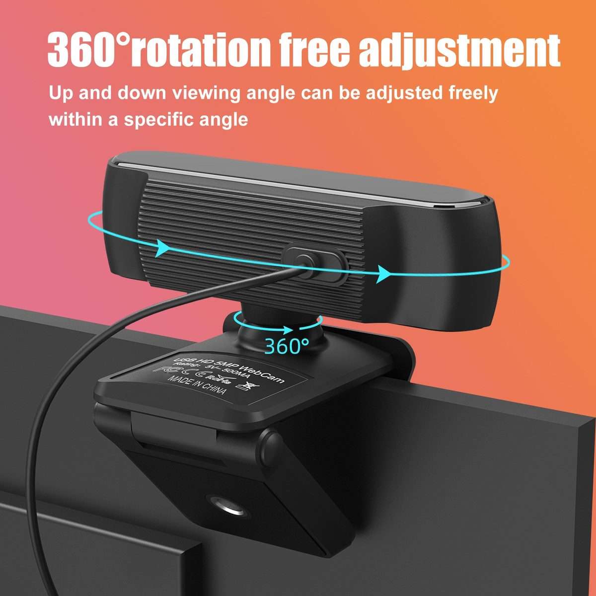 HA501 USB 5M 2.5K Rotate 360 Degrees Auto-focus Camera With Microphone