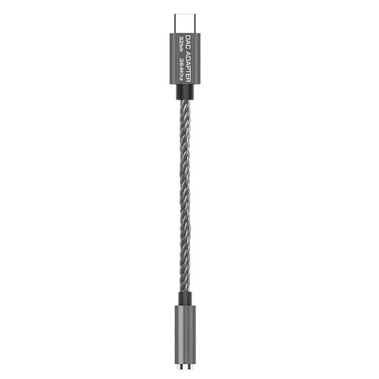 TA12-R2 USB-C / Type-C Male to 3.5mm Audio Female Single Crystal Copper Braid Ear ... (Black Grey)