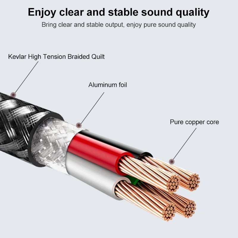 TA12-R2 USB-C / Type-C Male to 3.5mm Audio Female Single Crystal Copper Braid Ear ... (Black Grey)