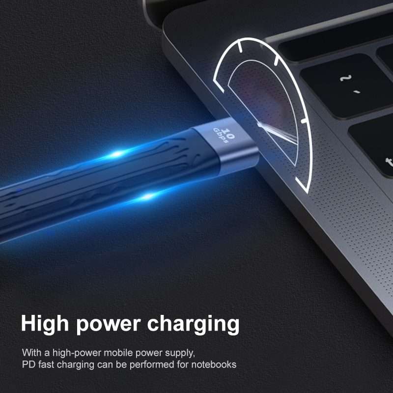 10Gbps USB Male to Type-C Female Soft Flat Sync Data Fast Charging Cable