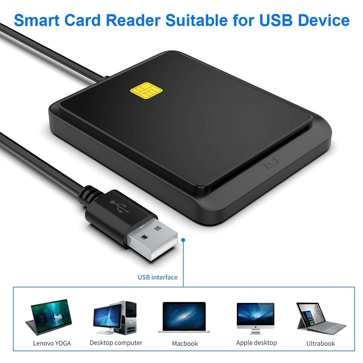 Rocketek CR317 USB 2.0 SIM / ID / CAC Smart Card 2 in 1 Card Reader (Black)