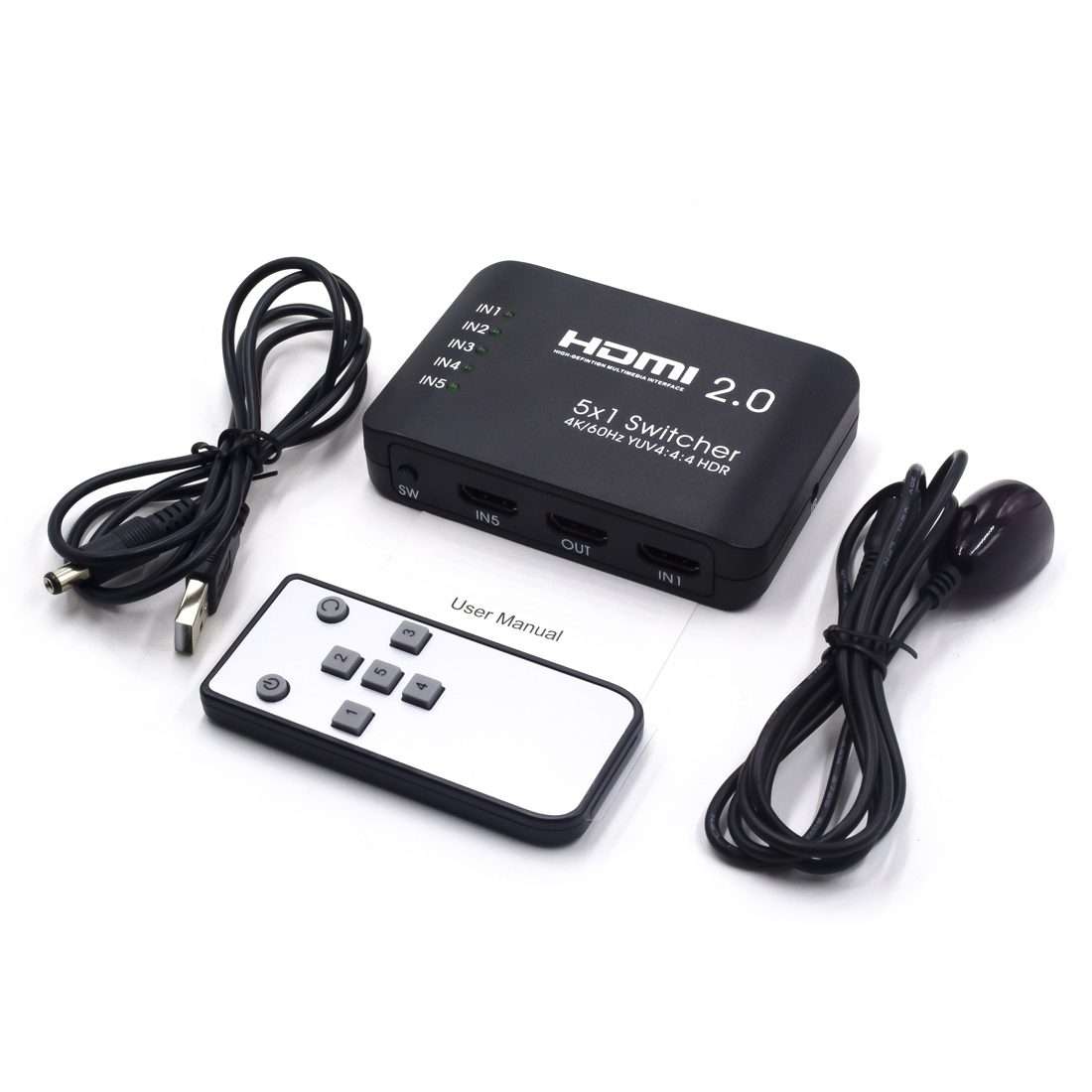 AYS-51V20 HDMI 2.0 5x1 4K Ultra HD Switch Splitter(Black)