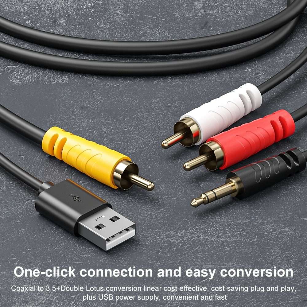Coaxial Audio to 3.5mm + Dual RCA Converter