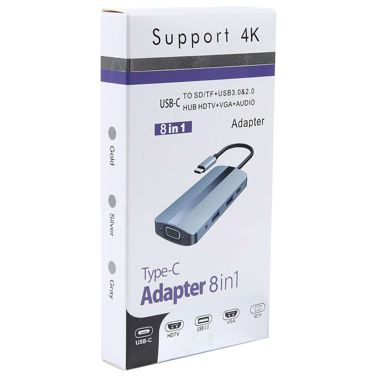 BYL-2105 8 in 1 USB-C / Type-C to USB Multifunctional Docking Station HUB Adapter